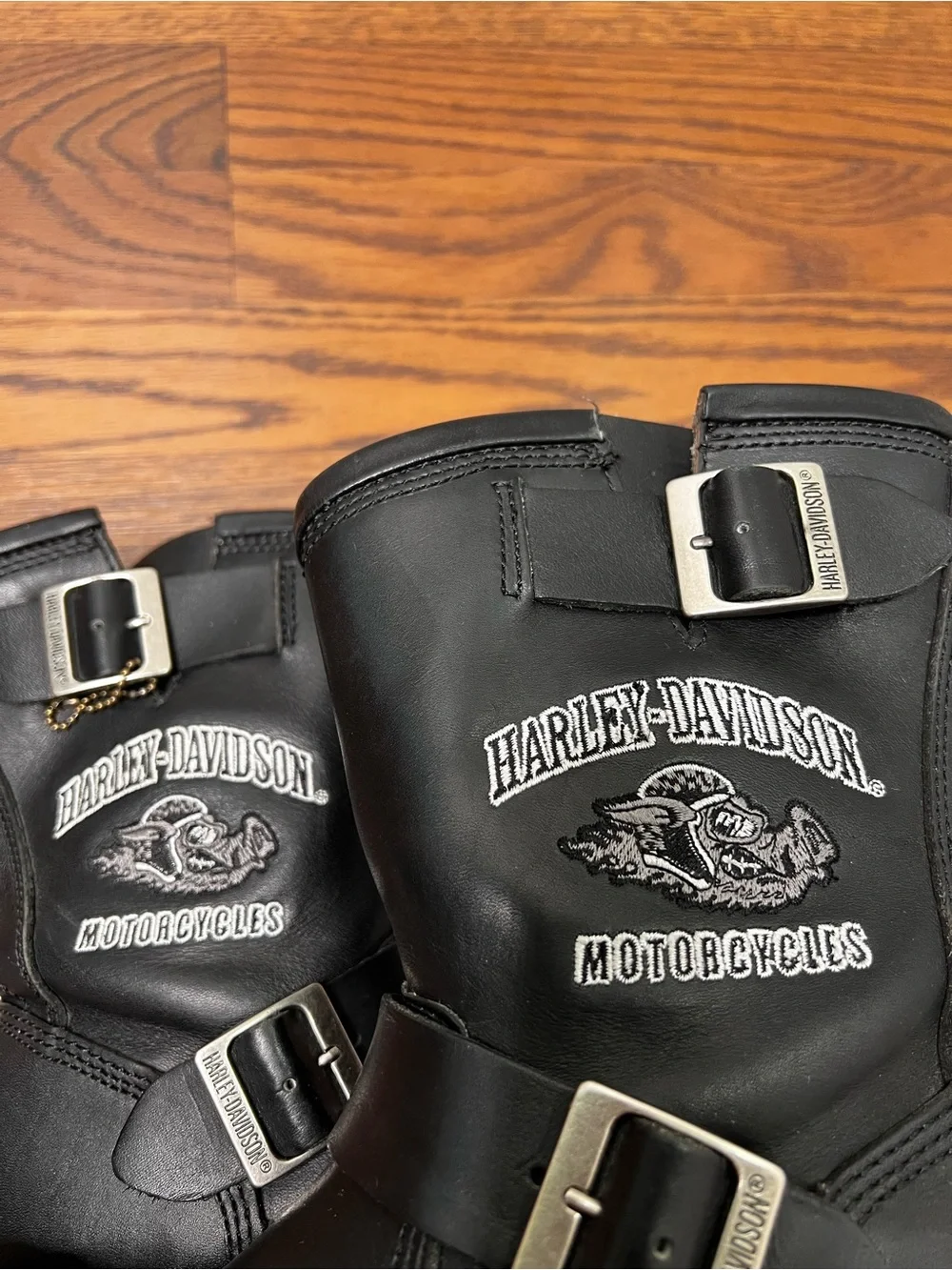 Harley-Davidson Black Leather Boots with Hog Embroidered design size Men’s 8